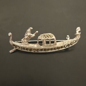 Vintage man in Gondola 800 sterling silver continental silver pave rhinestones